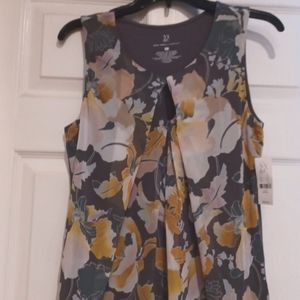 Ny & Co Grey cami W/Chiffon front in grey/pink flowers & keyhole feature NWT